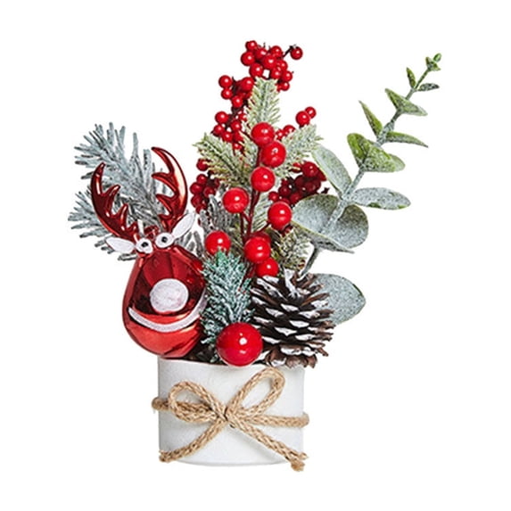 CASAFUN Small Mini Tabletop Christmas Tree, Artificial Little Potted for Christmas Decor for Home Indoor Hliday Party Xmas Decor