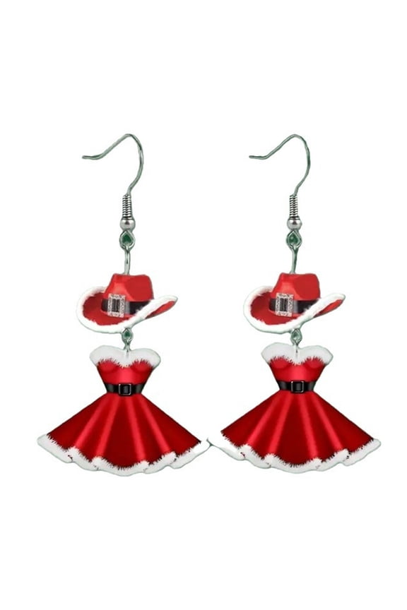 Snowman Acrylic Dangle Earrings for Women Festive Earrings Cartoon Santa Hat Kitty Earrings Christmas Dress Earrings for Christmas Jewelry
