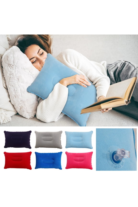 Soft Comfort & Support Pillow Plush Inflatable Pillow Outdoor Travel Camping Pillow Self Inflating Cushion Lumbar Support Neck Protection Pillow for Side Back Stomach Sleepers