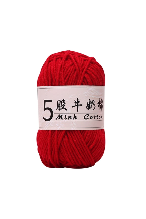 Soft Milk Cotton Yarn Skeins for DIY Doll Sweater Hats Scarf Shawl Light, 5 Strands Worsted, 50g per Ball for Crochet & Hand Knitting