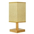 thumbnail image 1 of CASAFUN Solid Wood Table Lamp for Bedroom 3 Way Dimmable Nightstand Lamp with Round Flaxen Fabric Shade for Living Room Office Dorm, 1 of 8