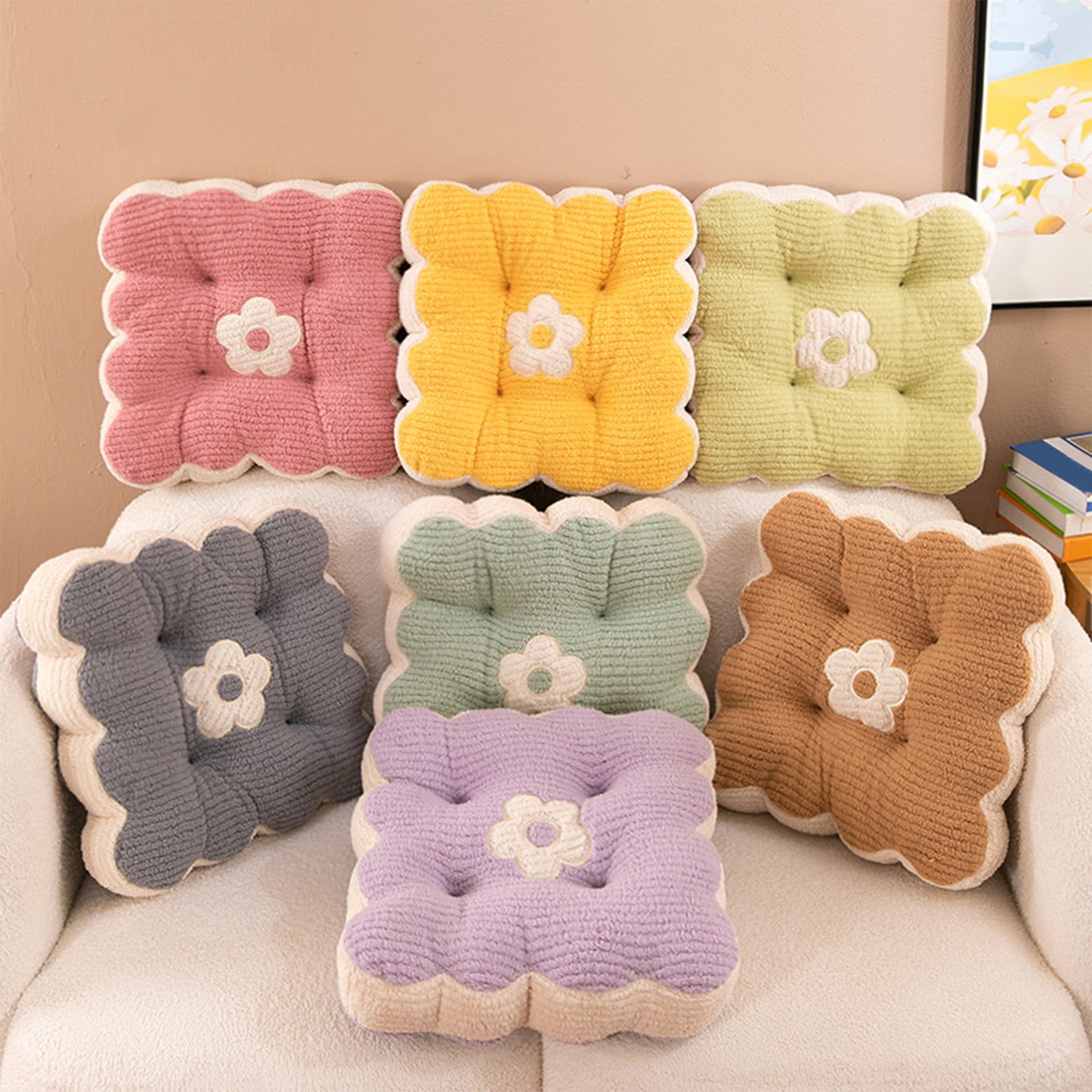CASAFUN Square Thick Pillows Seating for Adults & Kids,Seat Cushion for Office Chair, Meditation Floor Pillow for Yoga Balcony Living Room Tatami Outdoor,Cushion Pad for Long Seating