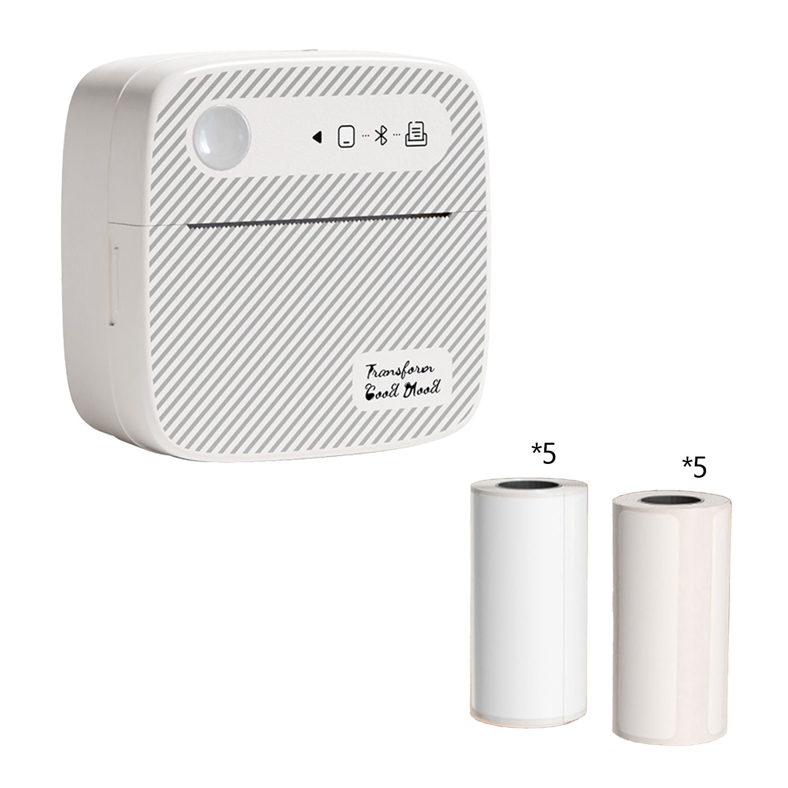 CASAFUN Sticker Printer with 5 Rolls Sticker Paper,Bluetooth Thermal ...