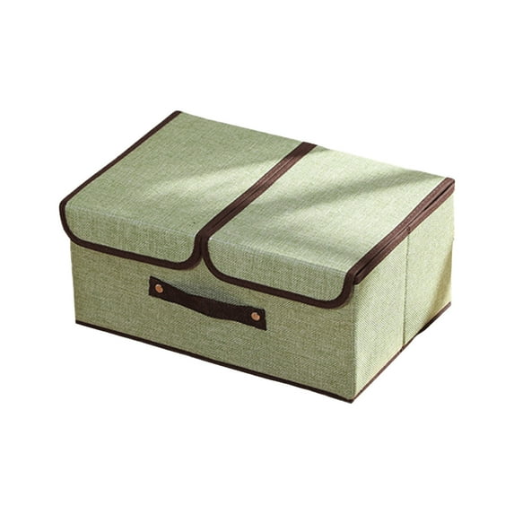 CASAFUN Storage Boxes With Double Lids And Handles- Foldable Linen Storage Bins Organizer Clothes Baskets Rectangu With Removable Divider For Home Bedroom Closet Office
