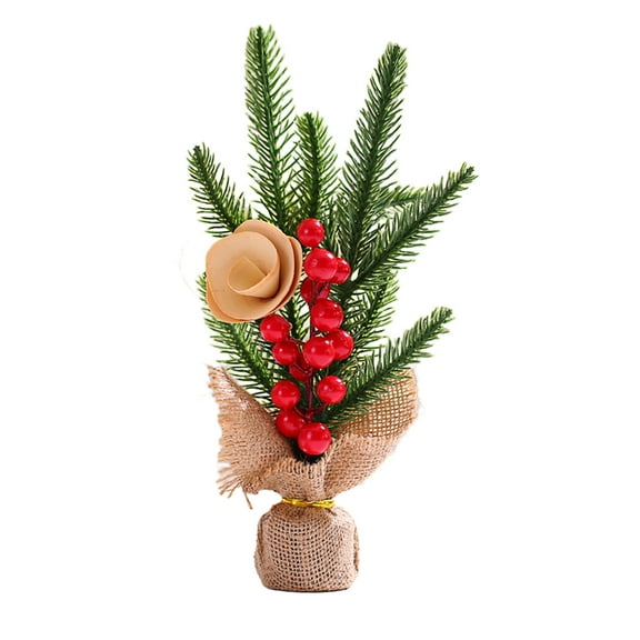 Cififendec Tabletop Mini Christmas Tree,Small Frosted Artificial Pine Tree with Burlap Base,Pinecone Decoration,Miniature Farmhouse Xmas Tree Decor for Farmhouse Door