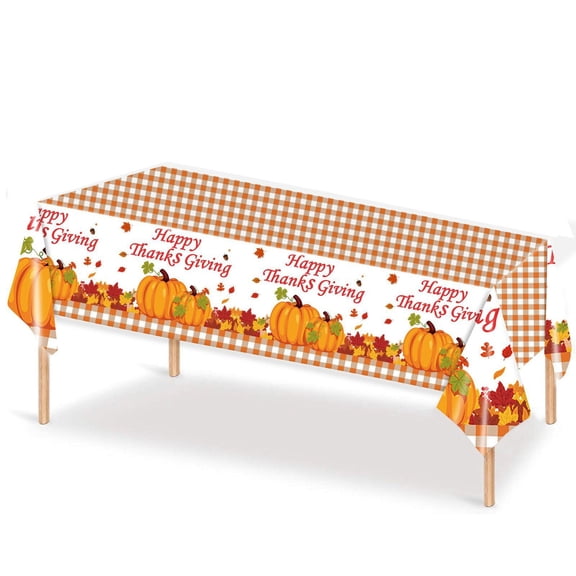 CASAFUN Thanksgiving Disposable Tablecloth, 54 x 108 Inch Rectangle Waterproof Plastic Fall Thanksgiving Theme Tablecloth for Harvest Party Table Decoration