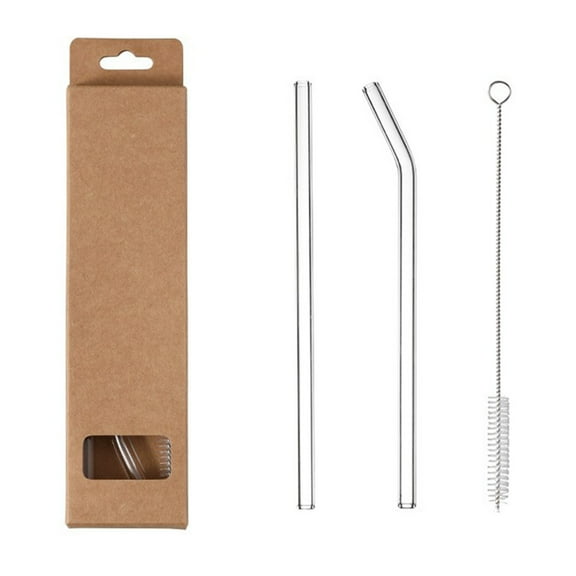 CASAFUN Transparent Glass Straws Set Bent and Straight Shatter Resistant Anti-lipstick Non-disposable Pregnant Women's Drinking Straws Washable for Cocktail,Smoothies,Tea,Juice,Milkshakes,Drinks