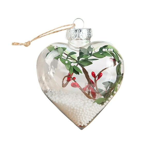 Cififendec Transparent Heart Christmas Tree Hanging Balls, Clear Plastic Fillable Ornaments Ball Ornaments, DIY Craft Xmas Gift for Birthday Wedding New Year Party Home Decorations