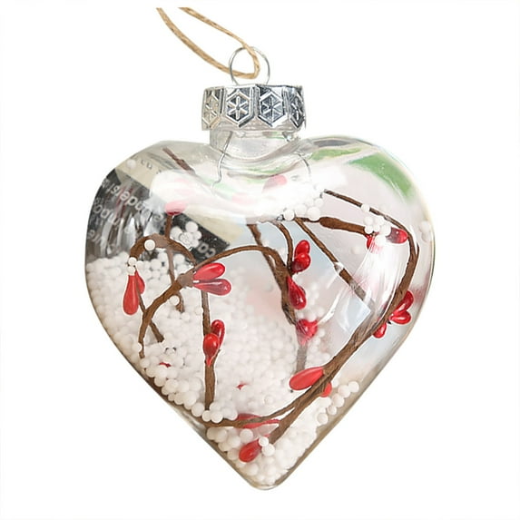 Cififendec Transparent Heart Christmas Tree Hanging Balls, Clear Plastic Fillable Ornaments Ball Ornaments, DIY Craft Xmas Gift for Birthday Wedding New Year Party Home Decorations