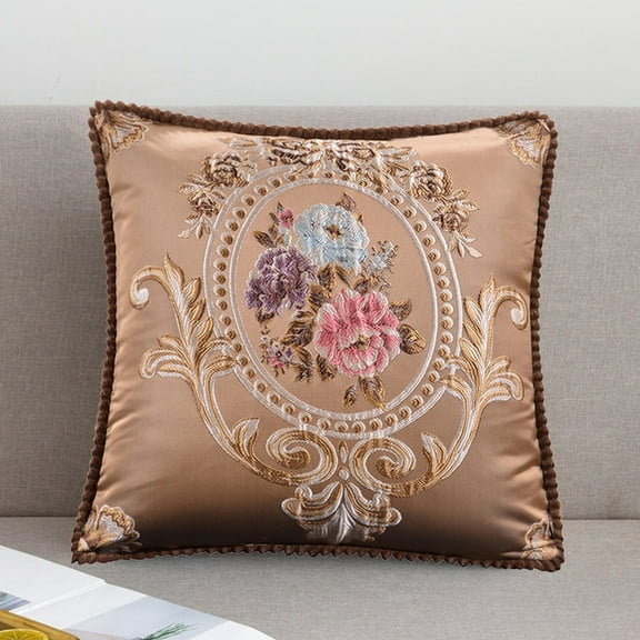 CASAFUN Vintage Euro Embroidered Throw Pillows Covers 19x19in，Blue Pillow Covers for Sofa Couch Floral Embroidered Cushion Cover for Sofa Bed Chairs Car