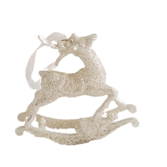 Cififendec White Reindeer Ornaments for Christmas Tree,Plastic Glitter Reindeer Hanging Figurine Ornament for Christmas Decoration,5.9 Inches Height