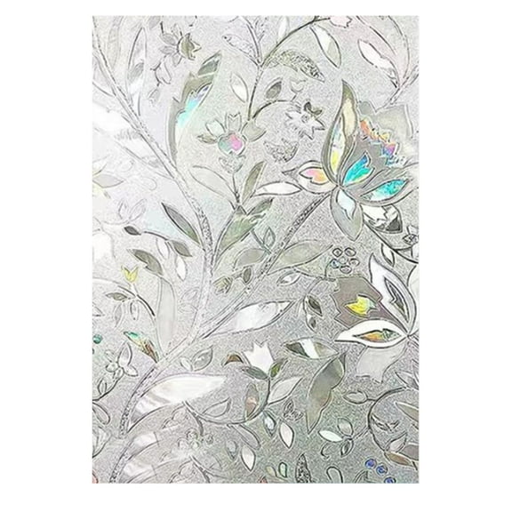 CASAFUN Window Privacy PVC Film, 3D Decorative Stained Glass Window Film, Static Cling Door Window Covering Removable Window Sticker Window Vinyl, Sun Blocking Glue Free, Crystal Icicles