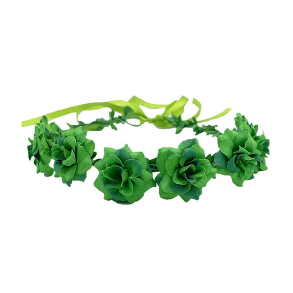 CASAFUN Women's St. Patrick's Holiday Flower Wreath Green Headband Irish Headdress Simulation Flower Green Hair Comb Hair Accessories
