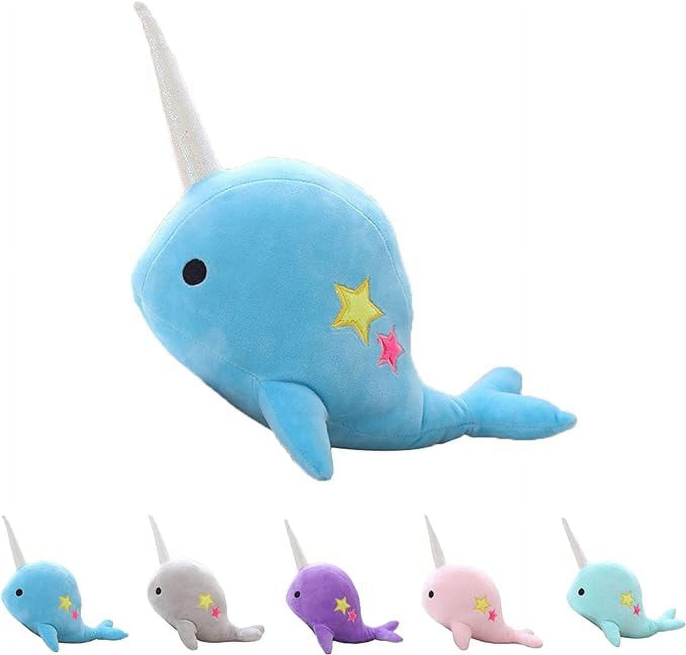 CASAGOOD Cute Blue Narwhal Stuffed Animal Plush Toy Adorable Soft Whale ...