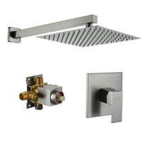 CASAINC 1-Spray Pattern with 1.8 GPM 10 in. with 1.8 GPM Wall Mount Square Fixed Shower Head in Brushed Nickel (Valve Included)