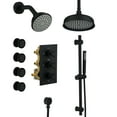 thumbnail image 1 of CASAINC 1-Spray Patterns 8 in. Ceiling Mounted Dual Shower Heads in Matte Black with Sliding Bar and 4 Body Sprays, 1 of 9