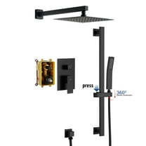 CASAINC 1-Spray Patterns with 10 in. Wall Mount Dual Shower Heads with Sliding Rod in Spot Resist Matte Black (Valve Included)