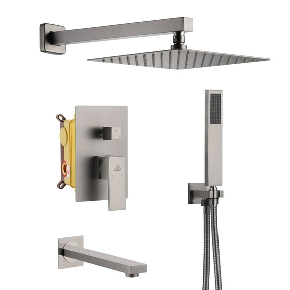CASAINC 1-Spray Patterns with 2.5 GPM 10 in. Tub Wall Mount Dual Shower Heads in Spot Resist Brushed Nickel