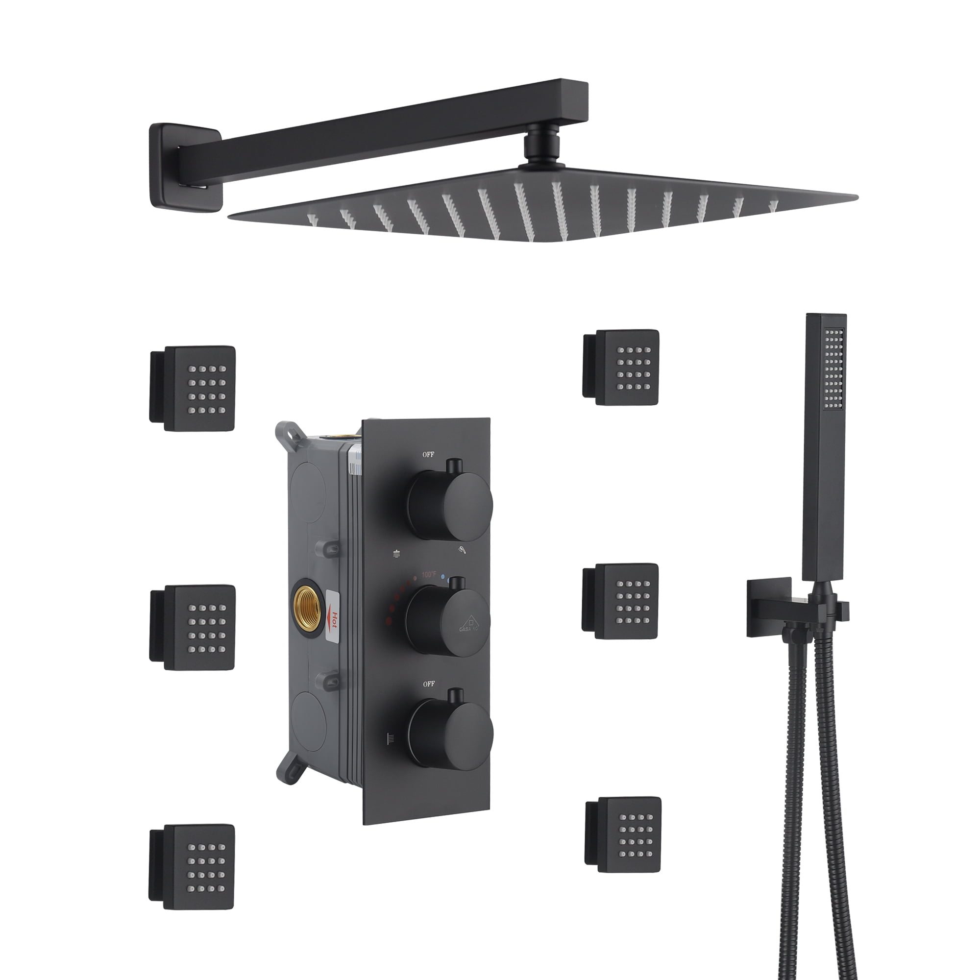 CASAINC 1Spray Patterns with 2.5 GPM 12 in. Wall Mount Dual Shower