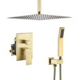 thumbnail image 1 of CASAINC 1-Spray Patterns with 2.5 16 in. Ceiling Mount Dual Shower Heads in Brushed Gold, 1 of 9