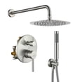 thumbnail image 1 of CASAINC 2-Function 10 in.Wall-Mounted Round Shower System with Handheld Shower in Brushed Nickel, 1 of 9
