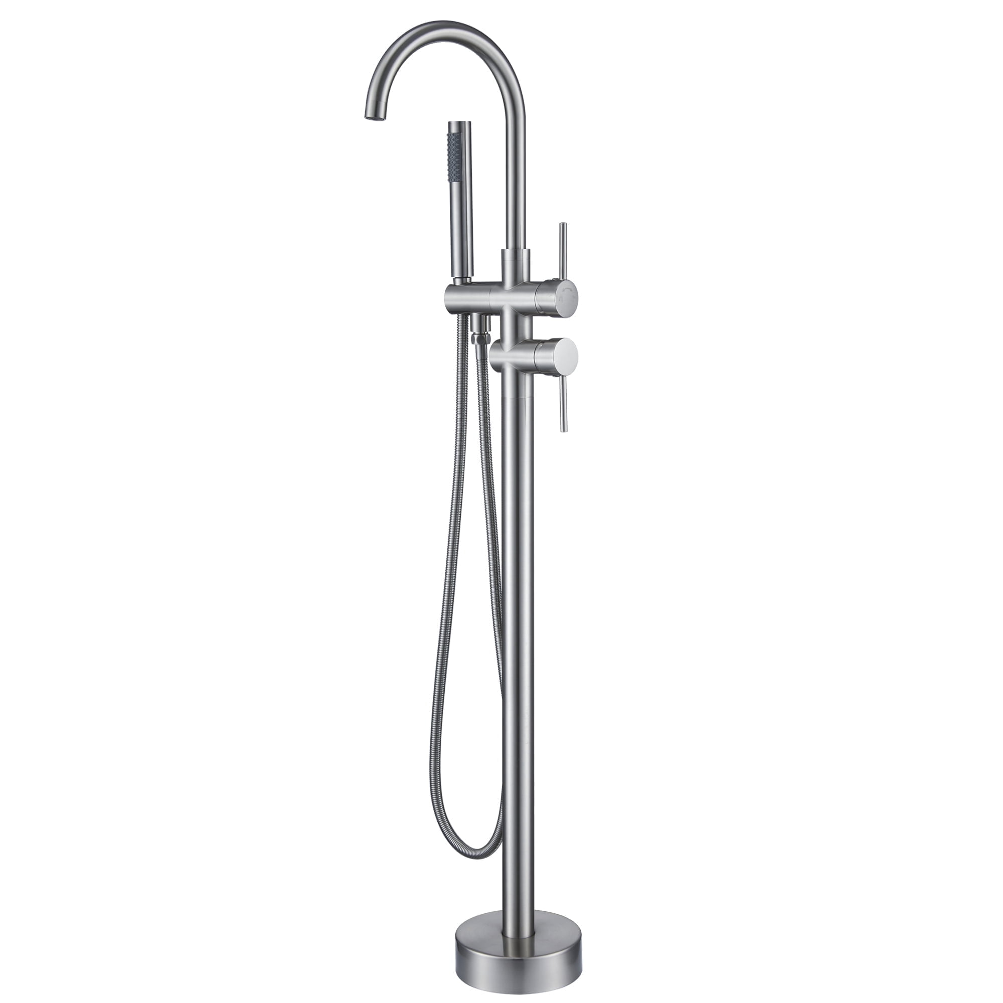 CASAINC 2-Handle Residentail Freestanding Bathtub Faucet with Hand Shower, Brushed Nickel