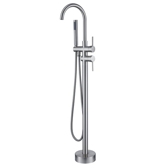 CASAINC 2-Handle Residentail Freestanding Bathtub Faucet with Hand Shower, Brushed Nickel