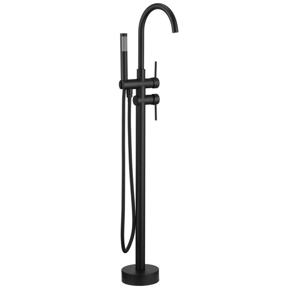 CASAINC 2-Handle Residentail Freestanding Bathtub Faucet with Hand Shower, Matte Black