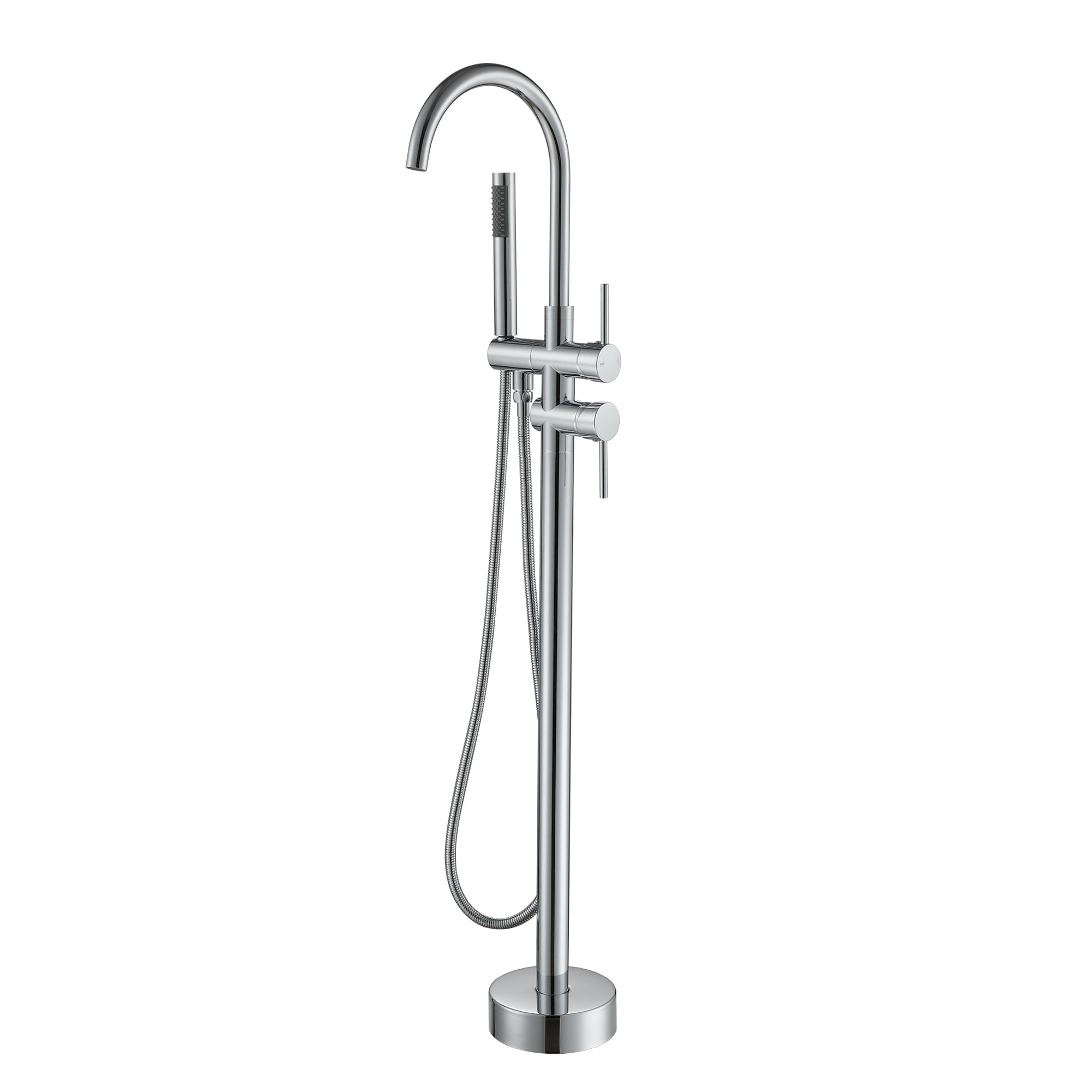 CASAINC 2-Handle Residentail Freestanding Bathtub Faucet with Hand Shower in Chrome