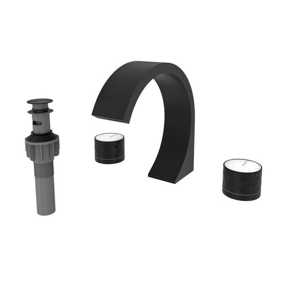 CASAINC 2 Handle Widespread Bathroom Faucet with Matching Pop Up Drain, Matte Black