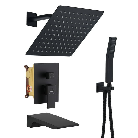 CASAINC 3-Function Shower Heads Faucet 1.8 Bathroom Shower System with Tub Spout in Matte Black