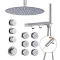 thumbnail image 1 of CASAINC 3 Functions Patterns 12 in. Round Shower Heads Ceiling Mounted Fixed Shower Faucet free combination main body 1.8 GPM in Brushed Nickel, 1 of 9