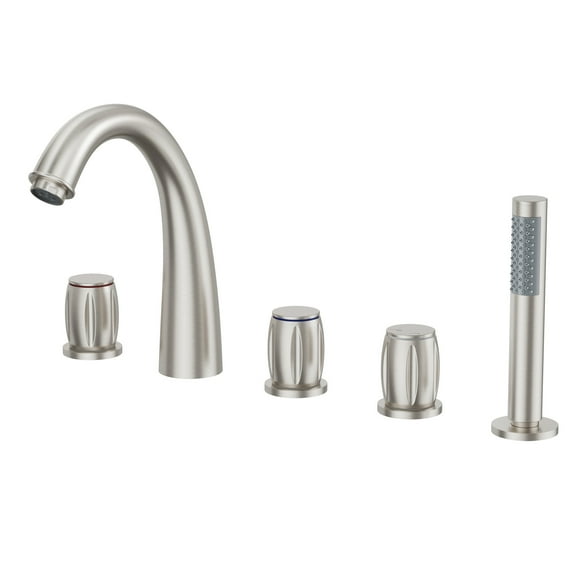 CASAINC 3 Handle Roman Bathroom Tub Faucet with Handheld Sprayer, Brushed Nickel