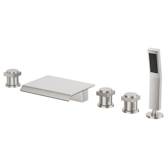 CASAINC 3 Handle Roman Bathroom Tub Faucet with Handheld Sprayer, Brushed Nickel