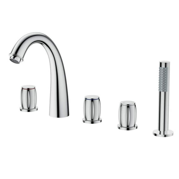 CASAINC 3 Handle Roman Bathroom Tub Faucet with Handheld Sprayer, Chrome Plated