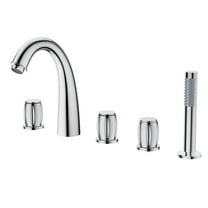 CASAINC 3 Handle Roman Bathroom Tub Faucet with Handheld Sprayer, Chrome Plated
