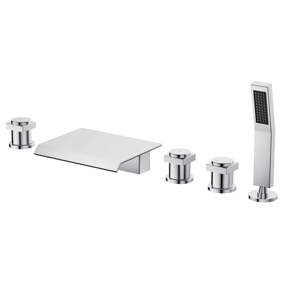 CASAINC 3 Handle Roman Bathroom Tub Faucet with Handheld Sprayer, Chrome