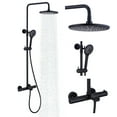 thumbnail image 1 of CASAINC 3-Spray Patterns 9 in. Thermostatic Shower Faucet Wall Mount Dual Shower Heads and Tub Faucet in Matte Black, 1 of 10