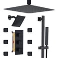 thumbnail image 1 of CASAINC 16" Ceiling Mounted Square Shower System with Wall Mounted Square Shower Head, Handheld Sprayers, and Body Jets, Matte Black, 1 of 9