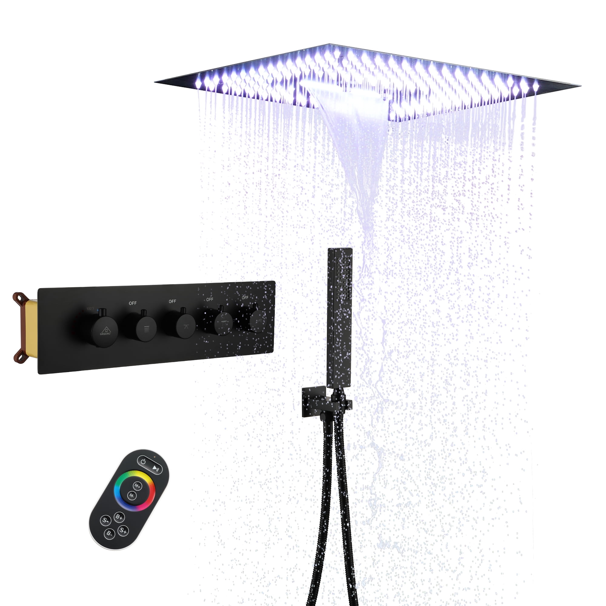CASAINC 4-Spray Dual Shower Heads 16 in. Ceiling Mount Fixed and