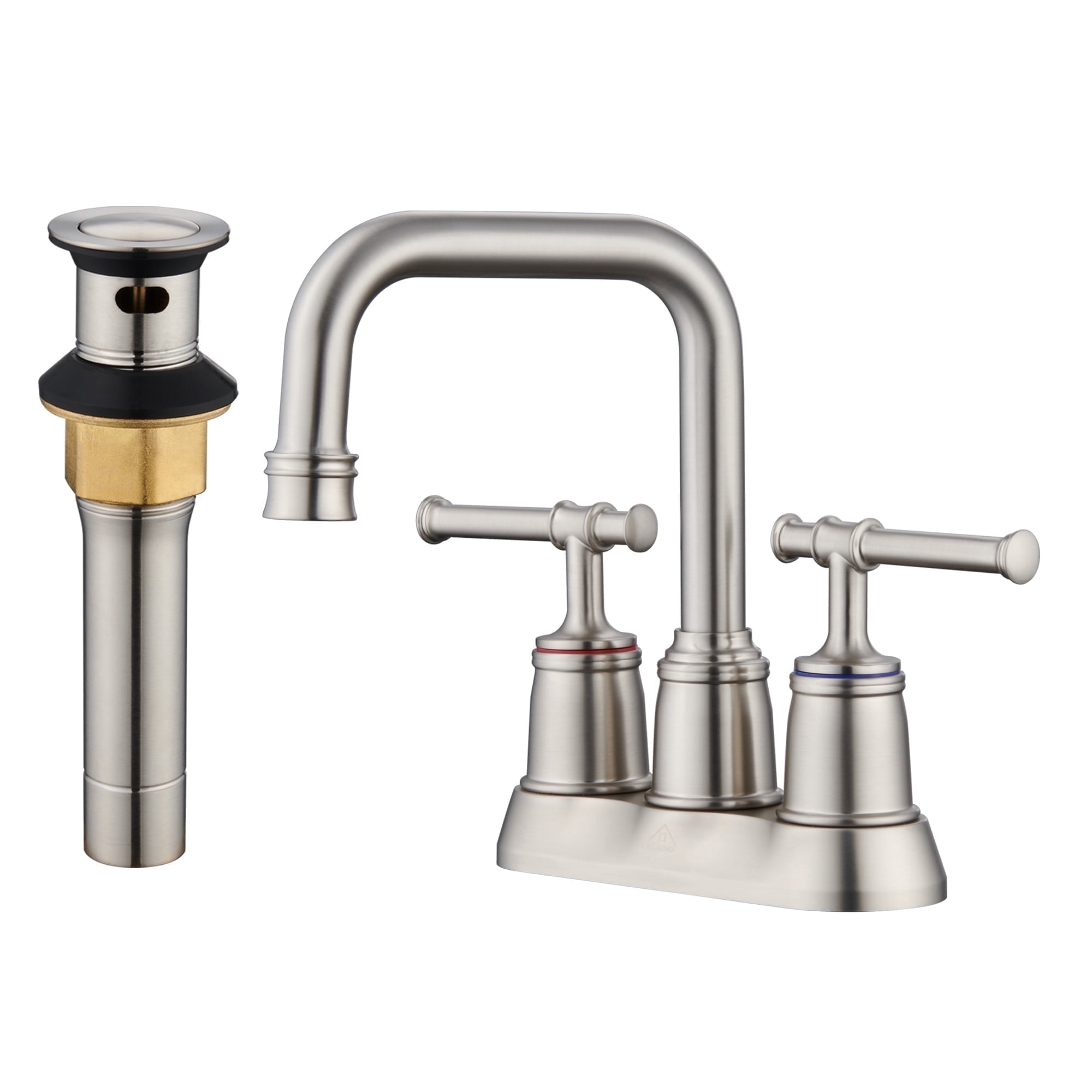 CASAINC Double Handle 2-Hole Centerset Bathroom Sink Faucet Pop Up Drain, Brushed Nickel