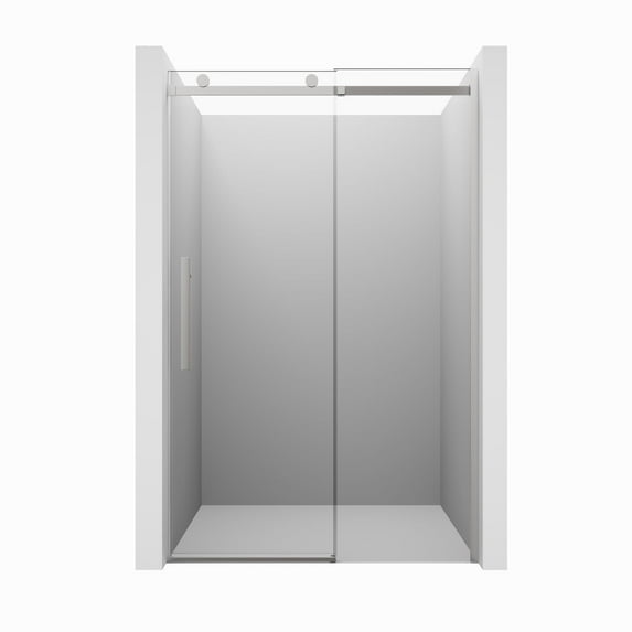 CASAINC 48 in. W x 76 in. H Sliding Frameless Shower Door in Brushed Nickel Finish with Soft-Closing and 3/8 in. Tempered Glass
