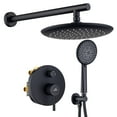 thumbnail image 1 of CASAINC 5-Spray Patterns 9.5 in. Wall Mount Dual Shower Heads in Spot Resist Matte Black, 1 of 10