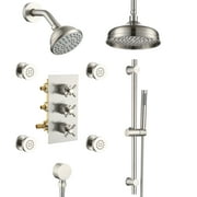 CASAINC 8 in.Ceiling-Mounted Shower System with Sliding Bar and 4 Body Sprays in Brushed Nickel