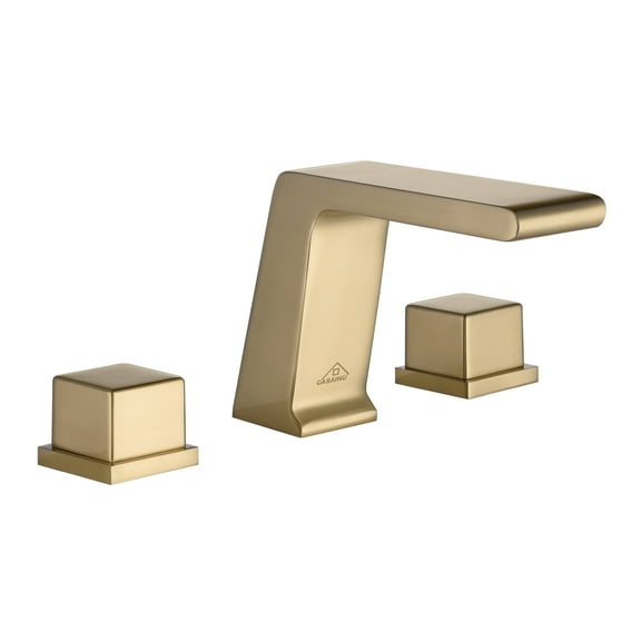 CASAINC 8'' Deck Mounted Square Bathroom Faucet with Handheld Shower and Tub Spout, Brushed Gold