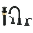 thumbnail image 1 of CASAINC 8 in. Widespread Double Handle Bathroom Sink Faucet with 360° Swivel Spout, Stainless Steel Drain Kit in Matte Black, 1 of 10