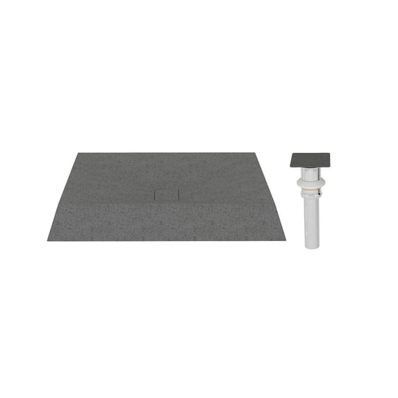 CASAINC Concrete Rectangular Bathroom Vessel Sink Art Basin in Mottled Bluish Grey with X-Diversion Line and Drainer