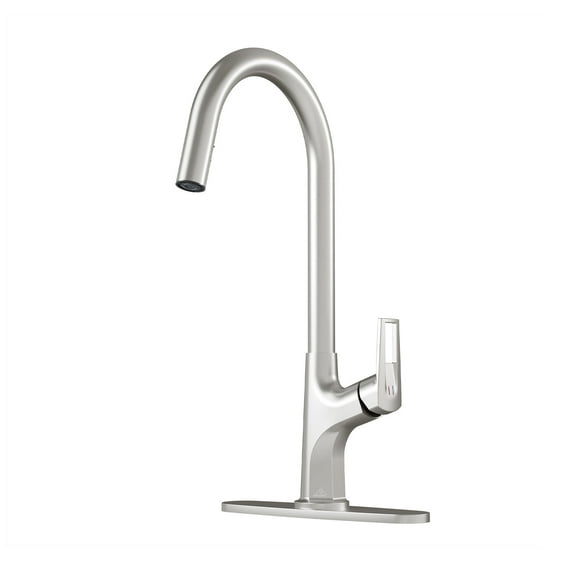 CASAINC Single Handle Kitchen Faucet with Pull Out Sprayer, Deck Mounted, Brushed Nickel