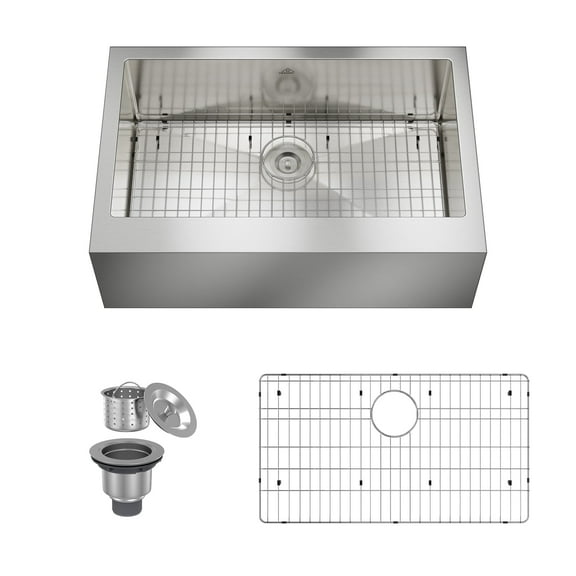 CASAINC 33" Stainless Steel Single Bowl Farmhouse Apron Kitchen Sink, Brushed Stainless Steel
