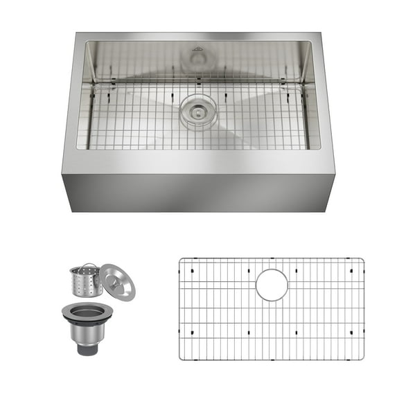 CASAINC 33" Stainless Steel Single Bowl Farmhouse Apron Kitchen Sink, Brushed Stainless Steel